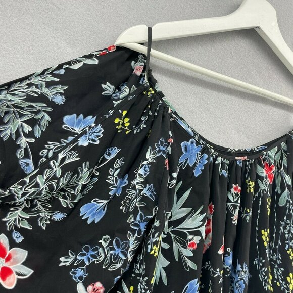 Parker 100% Silk Floral Agave Dress Womens XS Beach Boho Cold Shoulder Ruffle - Picture 5 of 10